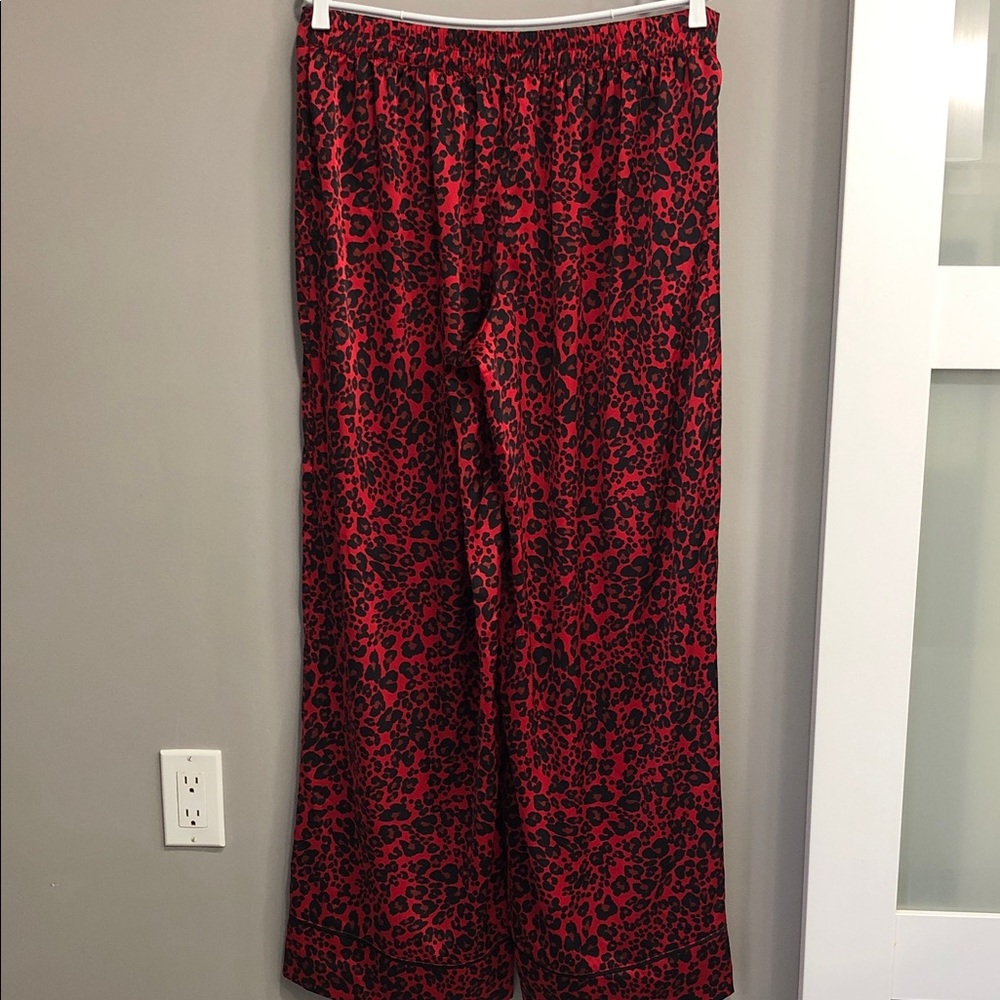 Primark Red & Black Leopard Print Satin Pajama Set | Top L, Pants M - Picture 8 of 14